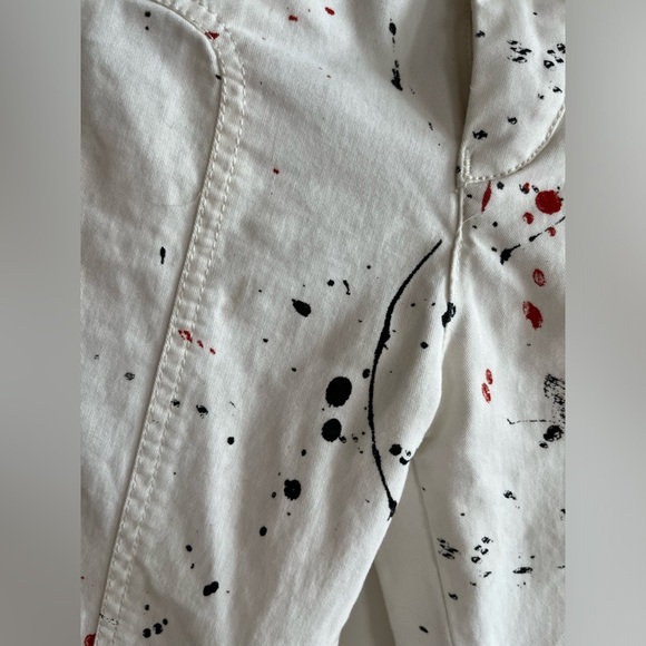 Diesel Women’s Paint Splatter Slim Fit White Pants Size 27 - Picture 7 of 12